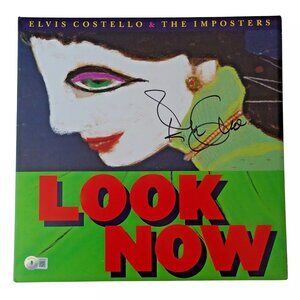 Elvis Costello Signed Look Now Vinyl Record Album Beckett Certified Autographed